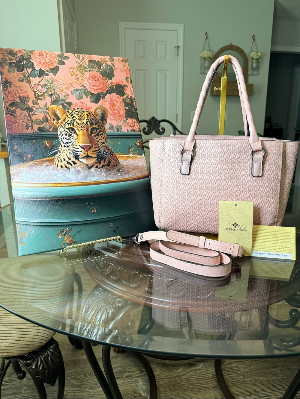 Patricia Nash Blush Pink Quilted Tote with Removable Strap